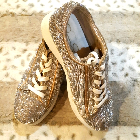 jessica simpson silesta rhinestone lace up sneakers